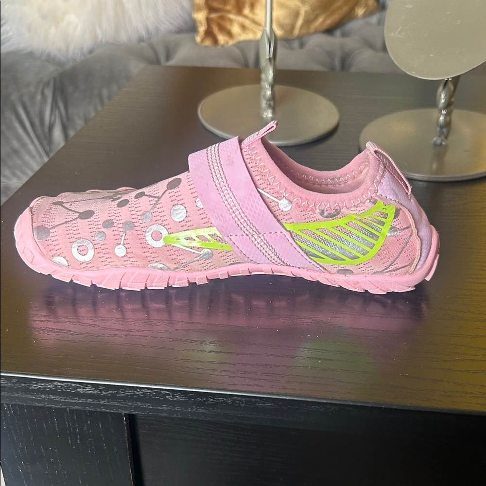 Kids Water Shoes - Pink with Neon green and silver Accents - Picture 11 of 14